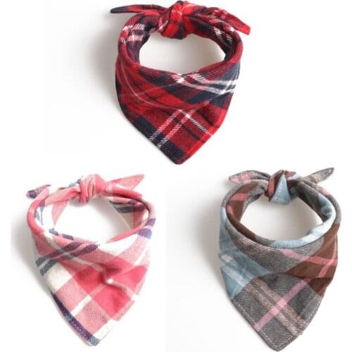 Plaid Cotton Dog Bandana Reversible Scarf Washable Dog Puppy Pet Bandana Bibs Scarf for Small Medium Large Dogs