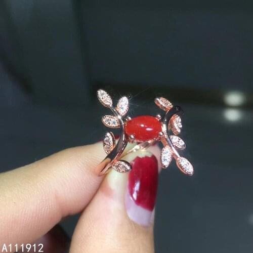 KJJEAXCMY fine jewelry natural red coral 925 sterling silver new women gemstone ring support test classic