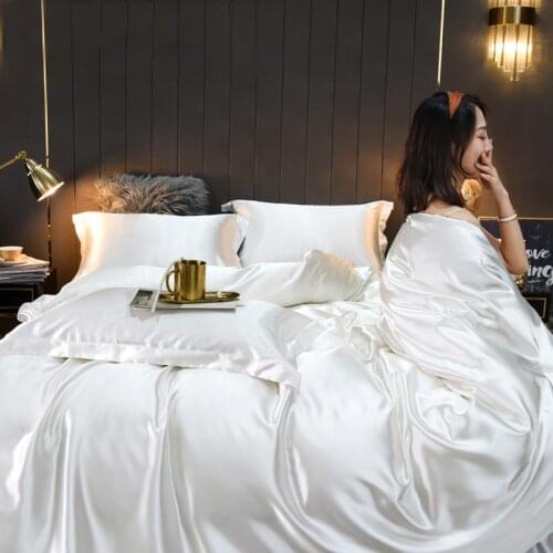 European style 60 silk four-piece set Mulberry silk quilt cover Silk bed sheet Pillowcase Ice silk bed sheet bedspread bedding