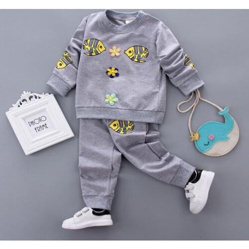 CHILDREN WIT Spring & Autumn Children Clothing Sets 0-3 Year Boys / Girls Clothing Cotton Fish Print Sweatshirts+Pants Suit