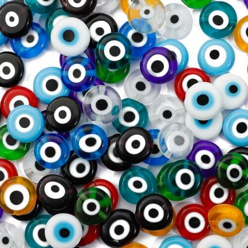Wholesale Round Flat Lampwork Glazed Glass Beads Evil Eye Beads for Bracelet Necklace DIY Earring Charms Jewelry Making 6/8/10mm