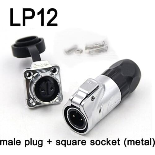 LP12 Aviation Plug Metal Shell Micro Square Socket Wire Cable Connector 2 3 4 5 8 Pin IP67 Waterproof Quickly Connected