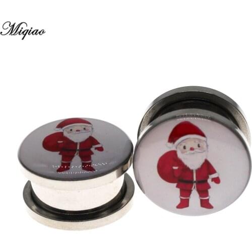 Miqiao 2pcs Hot Christmas Jewelry Explosion Style Santa Claus Ear Expander Double Horn Ear Expander Piercing Ornament