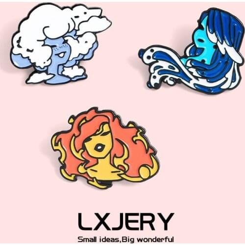 Cartoon Natural element girl Pin Badge On Backpack Cute Brooch Pins For Clothes Broche For Schoolbag Gift