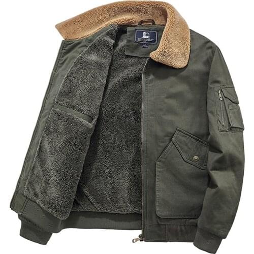 2021 New Brand Mens Military Jacket Fleece Lined Bomber Jacket Male Pilot Flight Winter Zipper Coats