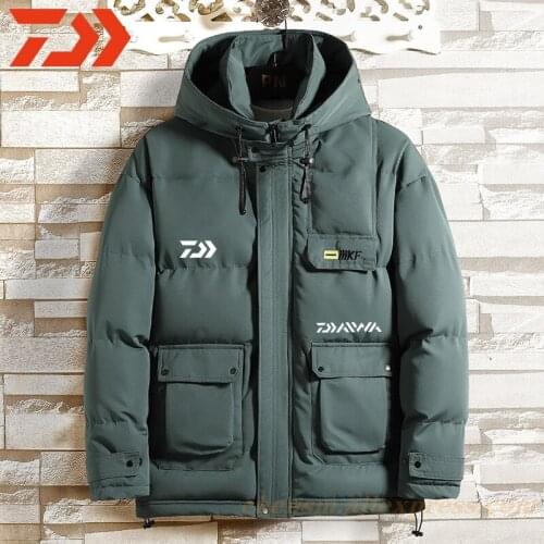 Dawa 2021 Winter Warm Men Jacket Casual Fur Hooded Thick Hat Mens Fishing Multi Pocket Parka Male Cotton Windbreaker Solid Coat
