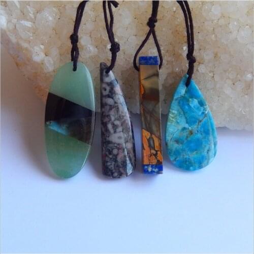 4Pcs A combination of a variety of Natural stone Fashion Handmade DIY Jewelry Pendant Setting