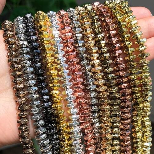 Irregular Natural Volcanic Lava Stone Black Rose Gold Plated Hematite Loose Beads For Jewelry Making DIY Bracelet 15''Inches