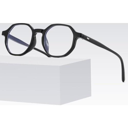 Elbru Retro Fashion Simplicity Polygon Anti-blue Light Glasses Woman Men Comfortable Design Irregular Frame Plain Glasses