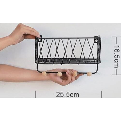 Simple Wrought Iron Grid Wall Shelf on Wall Creative Home Decoration Bedroom