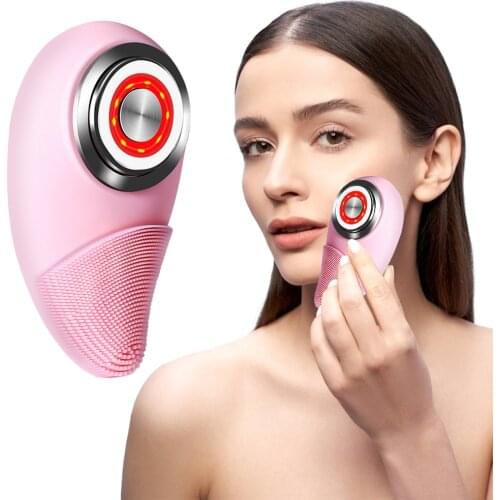RF Silicone Face Cleansing Brush Electric Face Cleanser Facial Lifting Anti Aging Wrinkle Remove Deep Pore Cleaning Face Massage