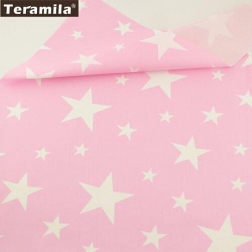 Teramila Fabric Printed Shining Stars Style 100% Cotton Pink Tissue Scrapbooking Quilting Patchwork Bedding Clothes Crafts