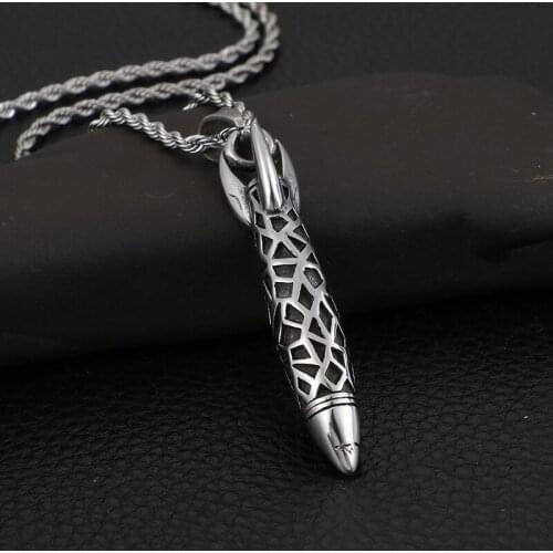 Vintage Stainless Steel Mens Creative Rocket Pendant