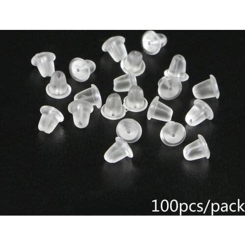 100pcs Soft Silicone Rubber Earring Back Stoppers for Stud Earrings DIY Earring Findings Accessories Bullet Tube Ear Plugs