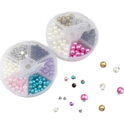 100/252 Sets Boxes Color Imitation Pearl Rivets DIY Wedding Decor Pearls Studs Garment Leather Shoes Accessories Beads Spikes