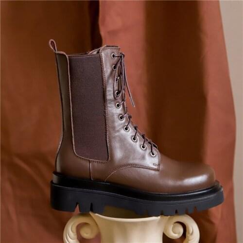 SKLFGXZY Womens Motorcycle Boots Genuine Leather Ankle Boots New Fashion Hot Sell Boots Winter High Quality Boots