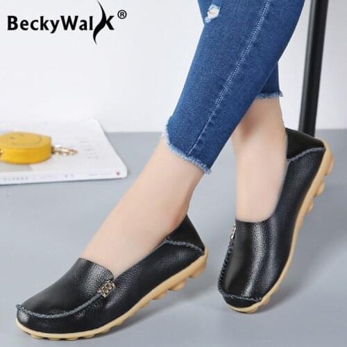 Plus Size 35-44 genuine leather women shoes spring casual flat shoes woman non-slip loafers candy color sneakers women WSH2678