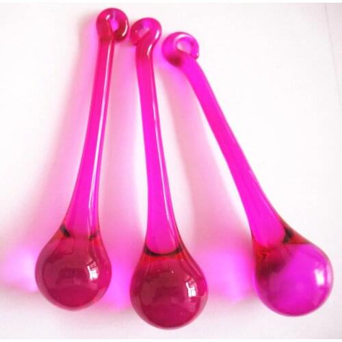10pcs 16*60mm Fuchsia decorative chandelier pendants hanging glass lighting raindrop lamp for crystal christmas ornaments