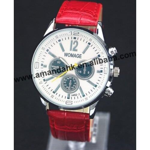 100pcs/lot Wholesale Womage A402-7 Fashion Unisex Casual Wrist Watch With Faux Leather Strap Display Watches Men Sport Watches