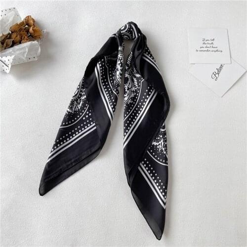 2021 Hair Wrap Satin Silk Shawl Square Scarf For Women Headband Foulard Hijab Print Headscarf Elegant Neckerchief Female Bandana