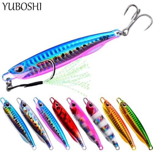 2021 New Luminous Sinking 10G-60G Pencil Fishing Lure With Three Hooks 5-9CM Simulation Metal Iron Plate Hard Lure