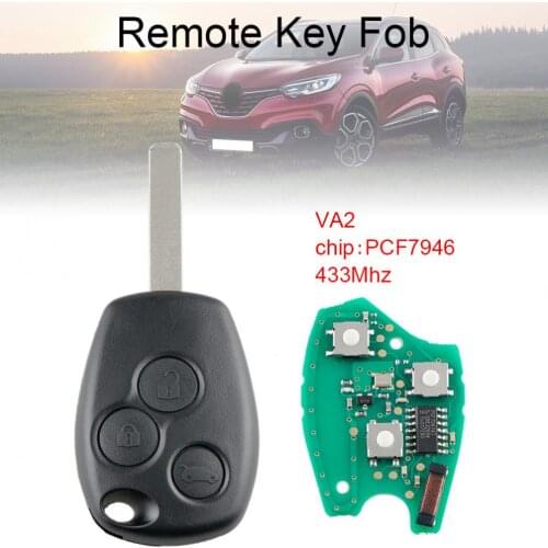 433Mhz 3 Buttons Car Remote Key Fob with PCF7946 Chip and VA2 Blade Fit for Kangoo II/ Renault / Clio III Auto