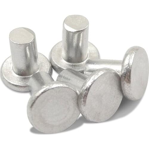 50PCS-M4*6/8/10/12/16/20/25 GB109 Hand Hit Percussion Flat Cap Aluminum Rivets/ Flat Head Solid Aluminum Rivet