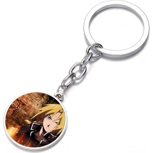 Anime Fullmetal Alchemist Keychain Glass Dome Key Chain Bag Charm Pendant Key ring Holder Kids boys girl Pendant