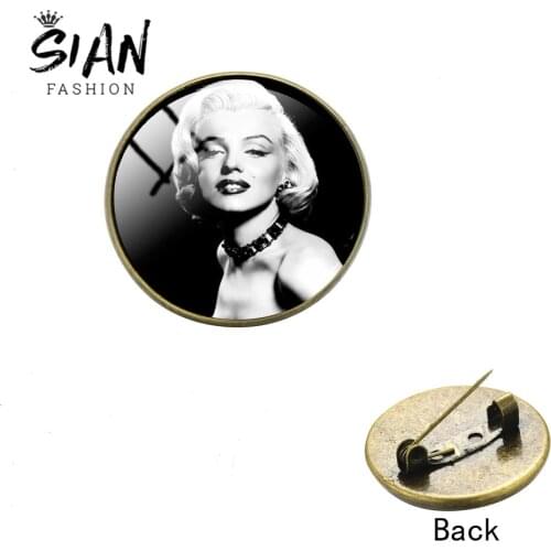 SIAN Unique Super Star Marilyn Monroe Print Brooch Vintage Art Poster Inspiration Lapel Pins Badges Backpack Clothes Accessories