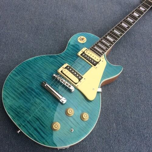 Free delivery, high quality electric guitar, tiger Flame Maple top, blue electric guitar rosewood fingerboard