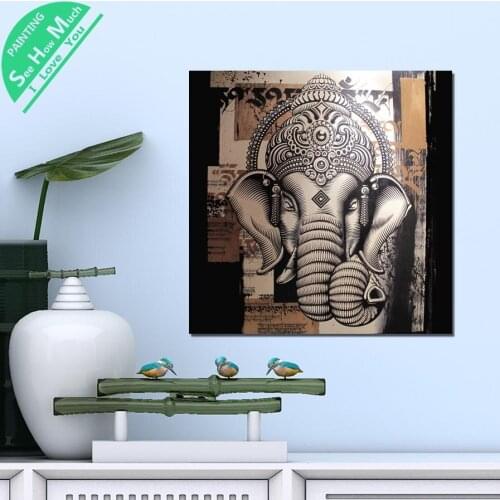 1 Piece Free Lord Ganesha Wood HD Printed Canvas Wall Art Posters and Prints Poster Painting Framed Artwork Room Decoration