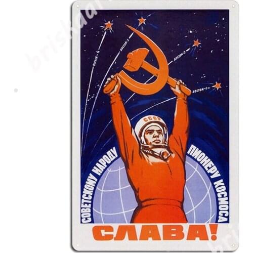Long Live The Soviet People - The Space Pioneers Metal Signs Club Home Cave pub Retro Plaques Tin sign Posters