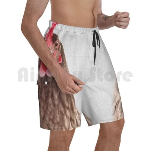 Chicken-Colorful Beach Shorts Men Beach Pants Swimwear Animal Animals Peekaboo Wild Wildlife Nursery Modern