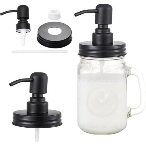 Black Mason Jar Soap Dispenser Lids Rust Proof 304 Stainless Steel Liquid Small Head Lotion Pump Jar Not Included