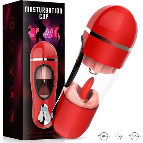 Pocket Pussy Real Vagina Mouth Tongue Lick Vibrator Deep Throat Male Masturbator Cup Penis Suck Massager Vagina Sex Toys for men