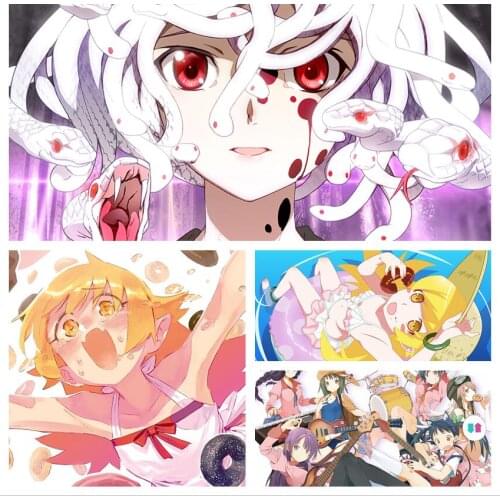 WTQ Bakemonogatari Classic Anime Retro Poster Canvas Painting Anime Posters Wall Decor Poster Wall Art Picture Home Decor