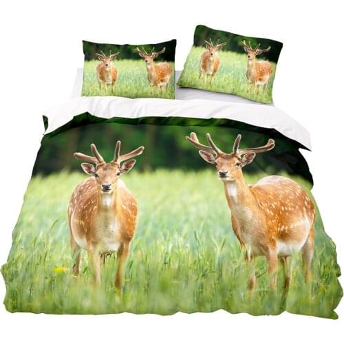 Two fawns Pattern Duvet Cover 220x240 Pillowcase 3Pcs,200x200 Quilt Cover, Blanket Cover ,King HD Printing Bedding Set