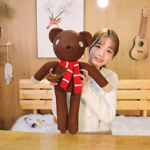 Creative Dressing Mr Bean Teddy Bear Plush Doll Stuffed Soft Brown Figure Doll Funny Christmas Birthday Gift for Kid Children