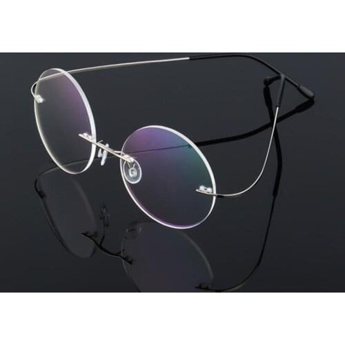 Retro Round titanium Glasses Frame Men Metal Rimless Glasses Super light myopia Nerd Glasses Frame screwless eyewear