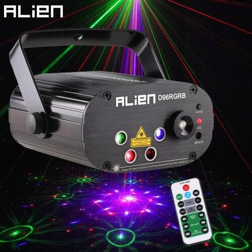ALIEN New 96 Patterns RGB Mini Laser Projector Light DJ Disco Party Music Laser Stage Lighting Effect With LED Blue Xmas Lights