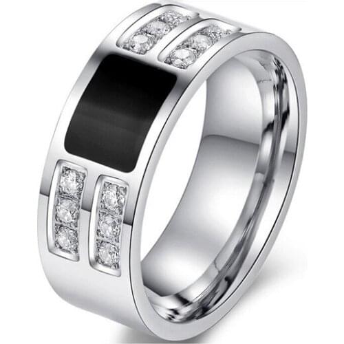 Mens ring Jewelry wholesale Stainless Steel Beauty Crystal Mens Rings