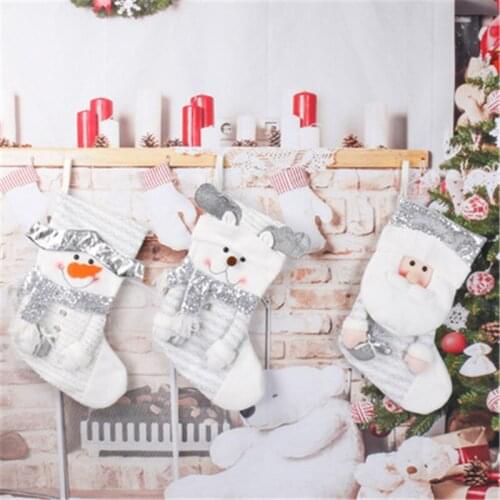 2022 New Year Christmas Stocking Sacks Fireplace Xmas Tree Hanging Ornaments For Party Christmas Decorations kids Gift Candy Bag