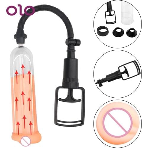 OLO Penis Enlargement Extender Male Masturbator Powerful Vacuum Penis Pump Sex Toys For Men Realistic Vagina for Adult Products