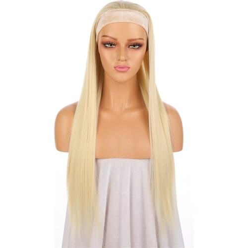 Long 18 20 22 24 26 28 30 inch Blonde Straight Wigs for Black Women Headband Wigs High Temperature Synthetic Hair Wigs