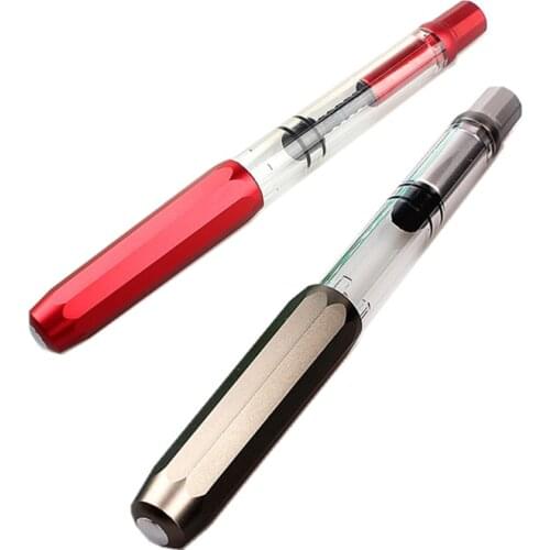 High quality Fountain Pen Metal and Translucent Piston vacuum inking Fountain-Pen F Nib School Office Supplies Stationery Gift