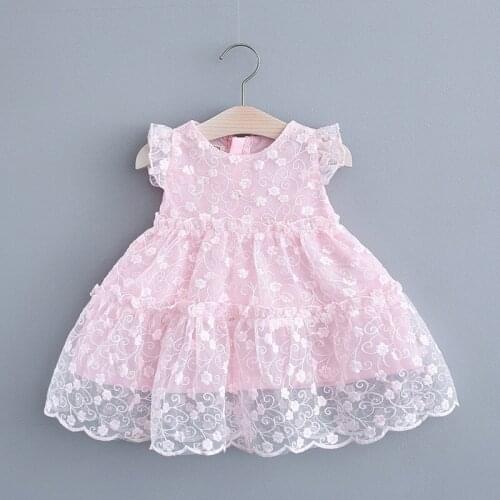 Baby Girls Dress Cute Toddler Girl Lace Flowers Summer Clothes Sleeveless Infant Baby Mesh Princess Vestidos For 6-24M Girl
