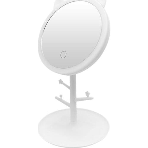 Portable LED Lighted Makeup Mirror Ladies Makeup Lamp with Storage Desktop Shape Cosmetic Mirrors