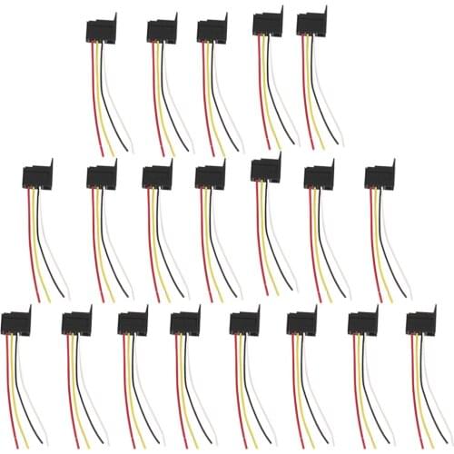 Qty20 Car 12V 12 Volt DC 20A/30A AMP Relay Harness Socket Cable 4 Wire DIY (Do not Include relay,Only Relay Socket)
