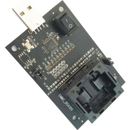 EMMC100 socket USB Interface,for BGA100 testing,Nand flash Size 12x18mm Pitch 1.0mm,eMMC Reader programmer data recovery socket