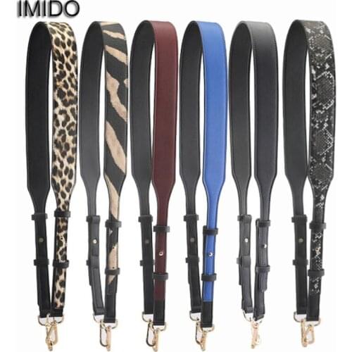 IMIDO Adjustable 107-120cm Long bag Strap for Handbags Women Leather replacement straps shoulder belt accessories Leopard STP085